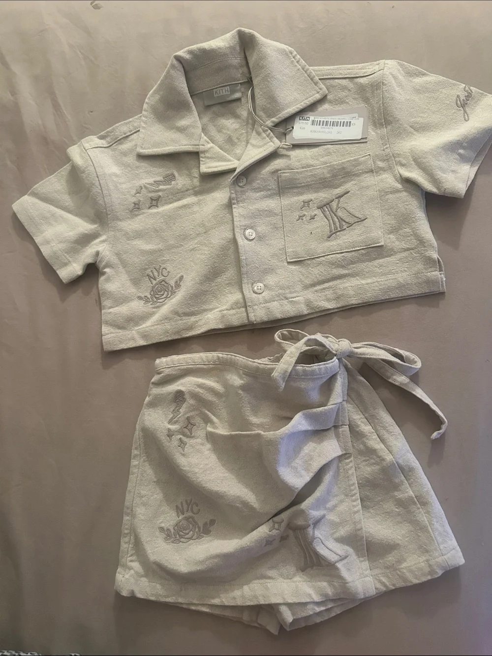 Kith Kids Neutral Beige Embroidered Two-Piece Set